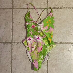 Trina Turk La Palma Convertible Twist Back High Leg One Piece Swim Bathing Suit